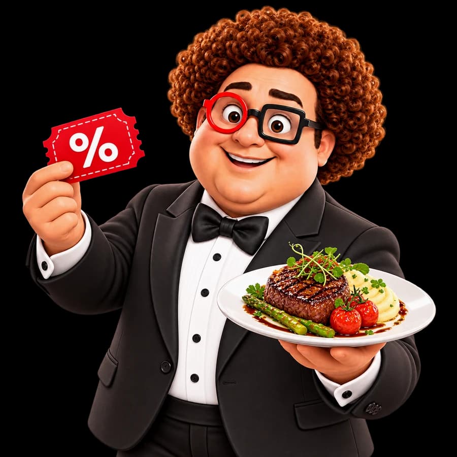 Mr Taster presenting a dining offer and a delicious meal